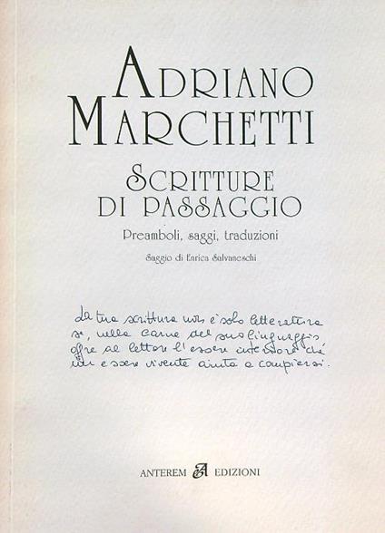 Scritture di passaggio - Adriano Marchetti - copertina