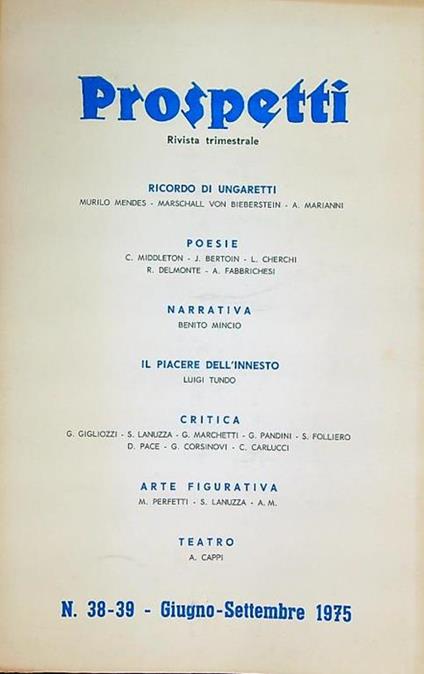 Prospetti 38-39/giugno-settembre 1975 - copertina