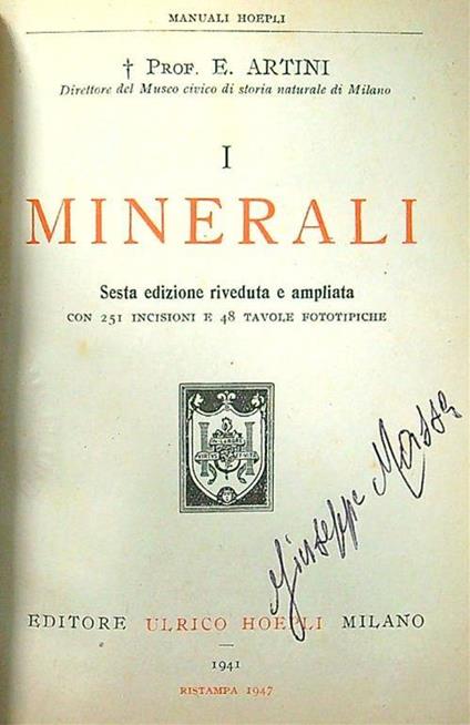 I minerali - Ettore Artini - copertina
