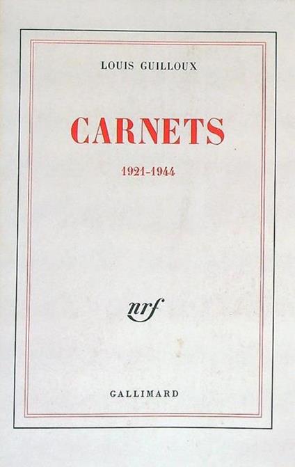 Carnets 1921-1944 - Louis Guilloux - copertina
