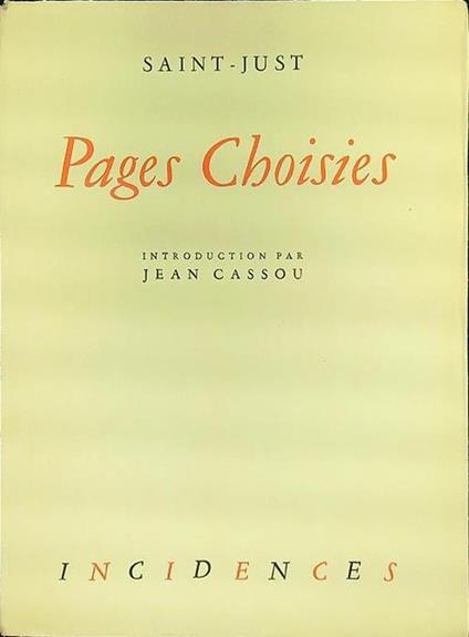 Pages choisies - Saint-Just - copertina