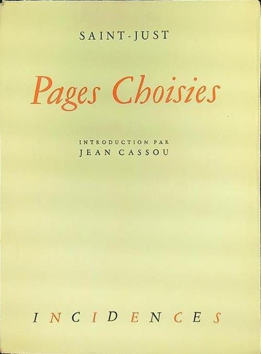 Pages choisies - Saint-Just - copertina