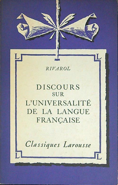 Discours sur l'universalitè de la langue francaise