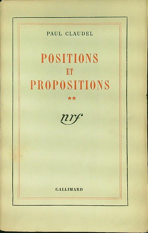 Positions et propositions **