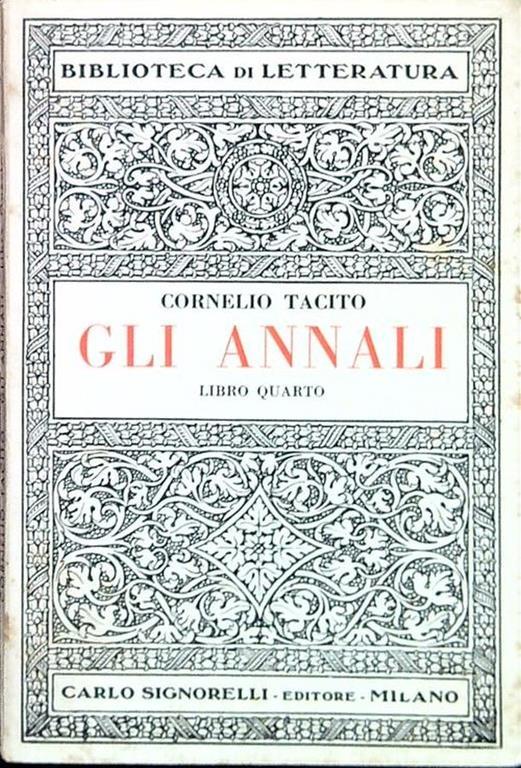Gli annali - Libro quarto - P. Cornelio Tacito - copertina
