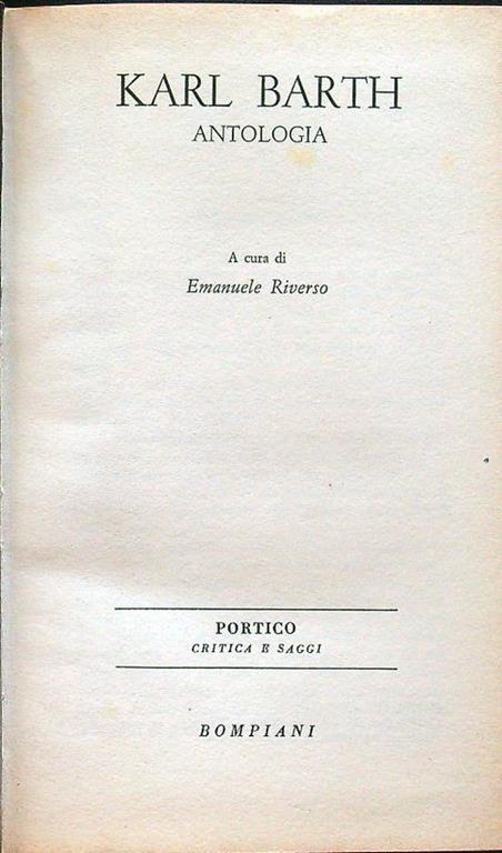 Antologia - Karl Barth - copertina