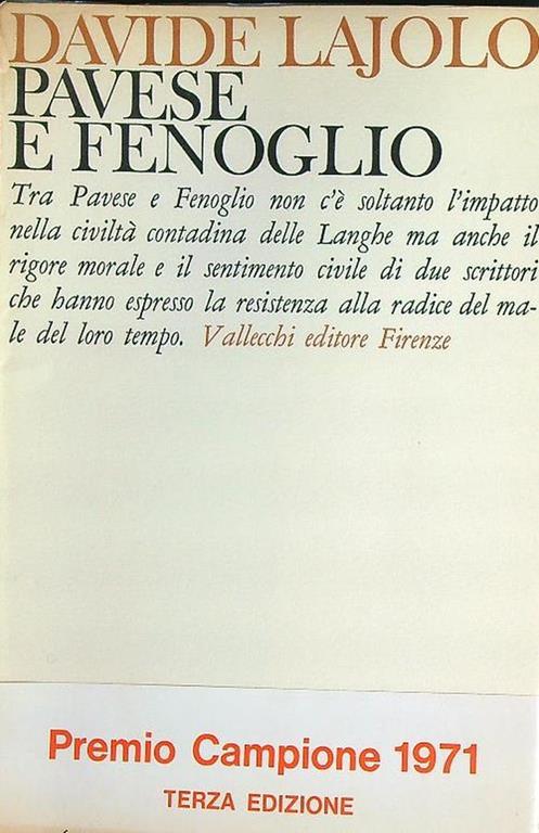 Pavese e fenoglio - Davide Lajolo - copertina