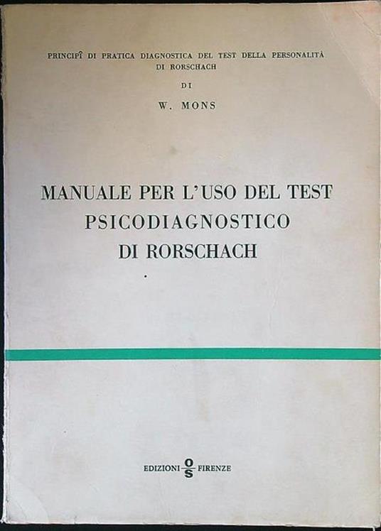 Manuale per l'uso del test psicodiagnostico di Rorschach - copertina
