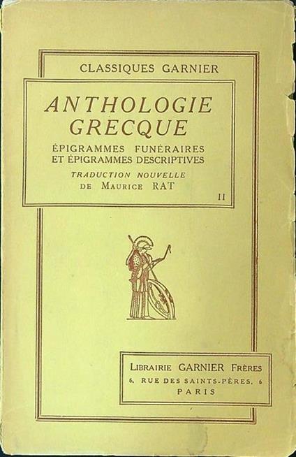 Anthologie Grecque Tome II - Maurice Rat - copertina