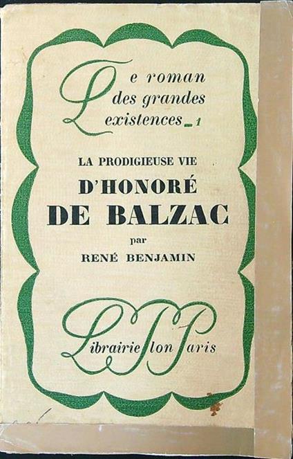 La La prodigieuse vie d'Honoré de Balzac - copertina