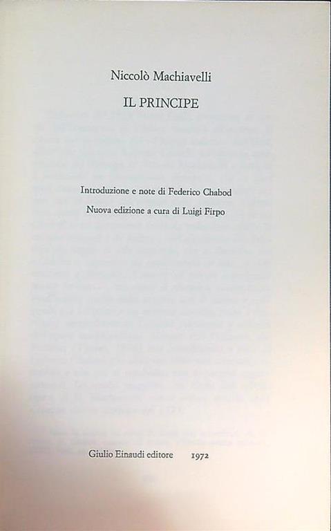 Il principe - Niccolò Machiavelli - copertina
