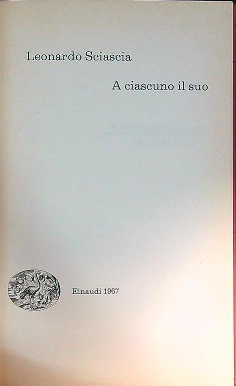 A ciascuno il suo - Leonardo Sciascia - copertina