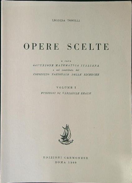 Opere scelte vol. I - Leonida Tonelli - copertina