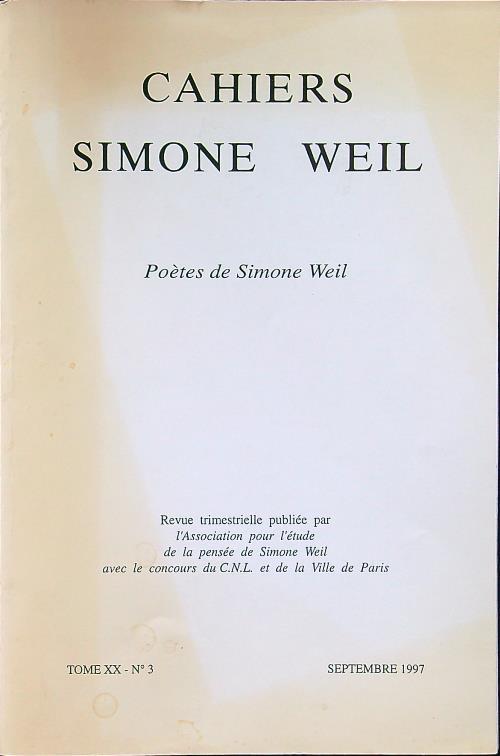 Cahier Simon Weil tome XX n.3 septembre 1997