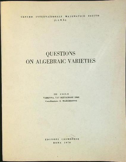 Questions on Algebraic Varieties III ciclo - copertina