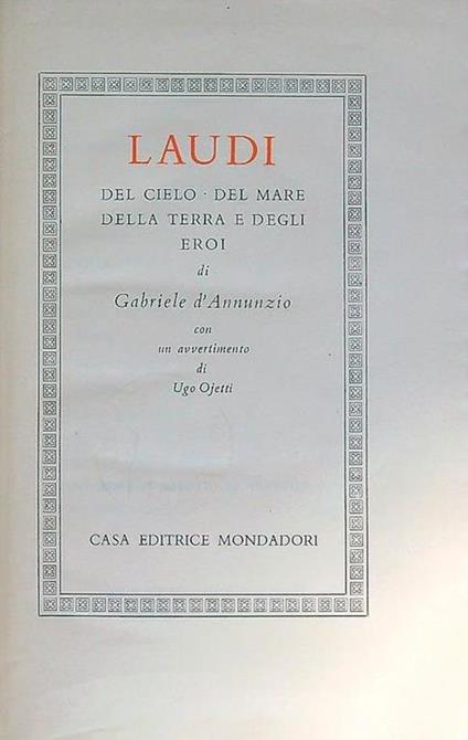 Laudi del cielo del mare della terra e degli eroi - Gabriele D'Annunzio - copertina