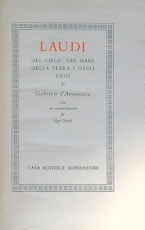 Laudi del cielo del mare della terra e degli eroi - Gabriele D'Annunzio - copertina