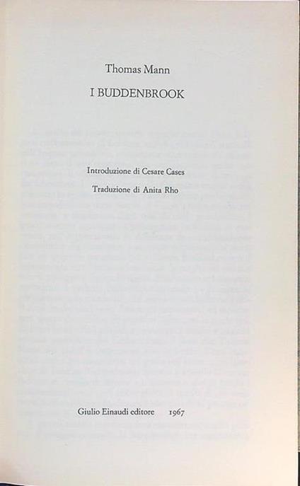 I buddenbrook - Thomas Mann - copertina