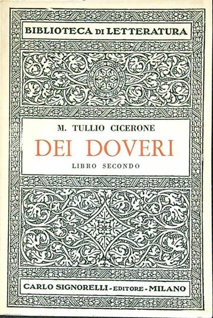 Dei doveri libro secondo - M. Tullio Cicerone - copertina
