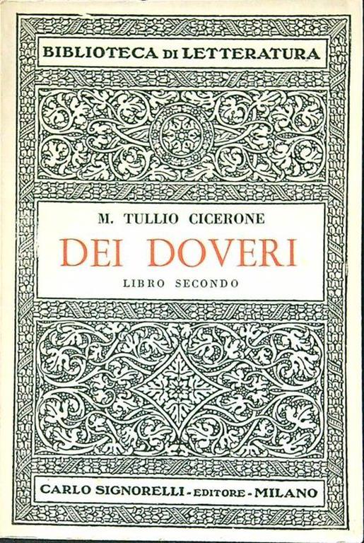 Dei doveri libro secondo - M. Tullio Cicerone - copertina