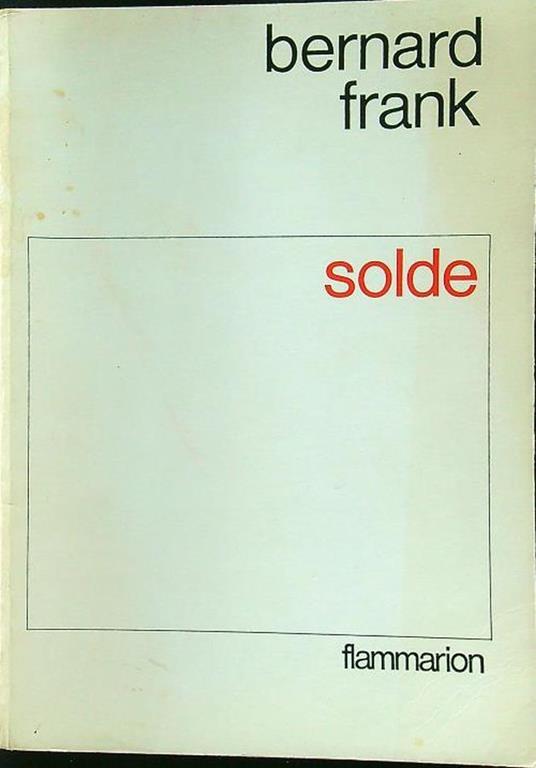 Solde - Bernard Frank - copertina