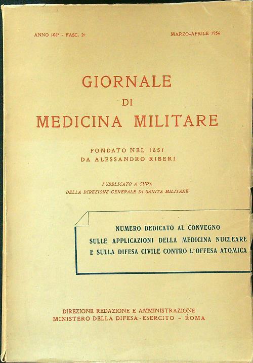 Giornale di medicina militare anno 103 - fasc. 2 - marzo-aprile 1956 - copertina