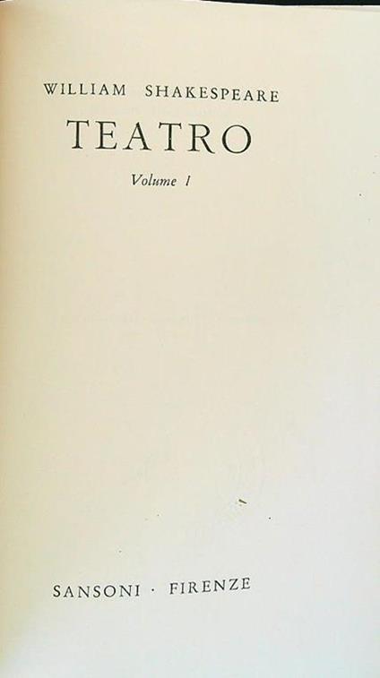 Teatro. Vol. 1 - William Shakespeare - copertina