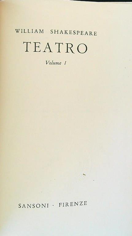 Teatro. Vol. 1 - William Shakespeare - copertina