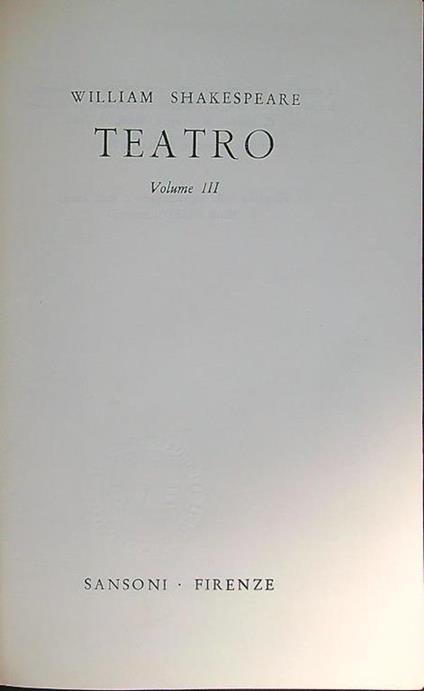 Teatro. Vol. 3 - William Shakespeare - copertina