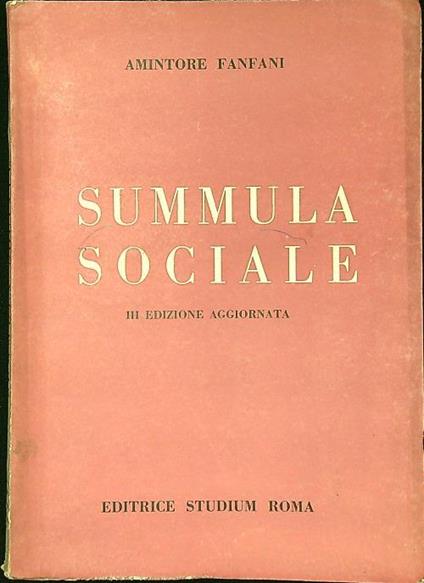 Simmula sociale - Amintore Fanfani - copertina