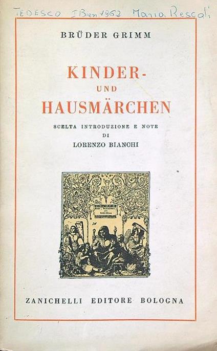 Kinder- und Hausmarchen - Bruder Grimm - copertina
