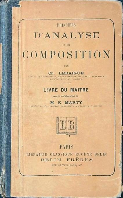 Principes d'analyse et de composition - Lebaigue - copertina