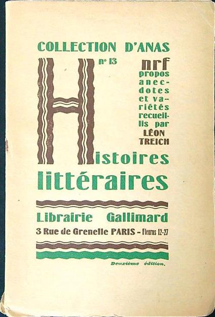 Histoires litteraires - copertina