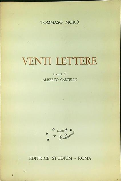 Venti lettere - Tommaso Moro - copertina