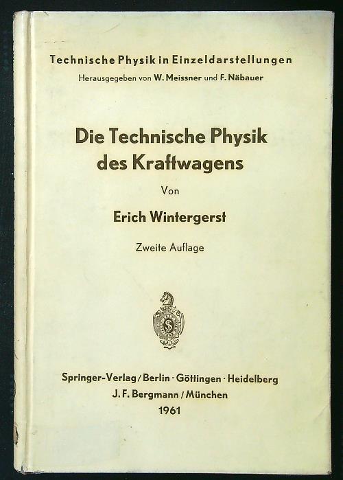 Technische Physik des Kraftwagens - E. Wintergerst - copertina