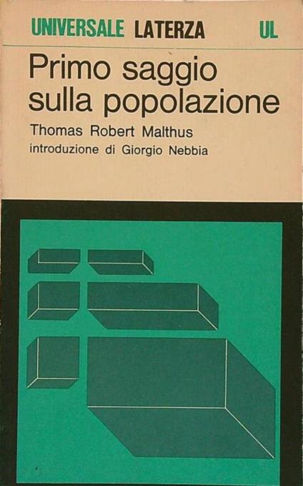 Primo saggio sulla popolazione - Thomas R. Malthus - copertina