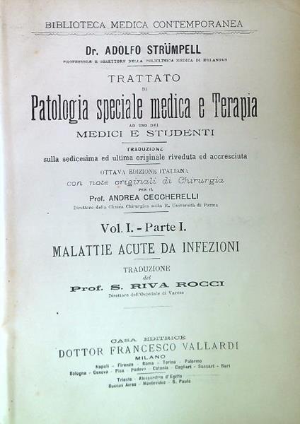 Trattato di Patologia speciale medica e terapia. 6 Volumi rilegati in 3 tomi - Adolfo Strumpell - copertina