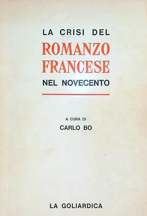 crisi del Romanzo Francese nel novecento - Carlo Bo - copertina
