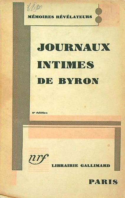 Journaux intimes de Byron - copertina