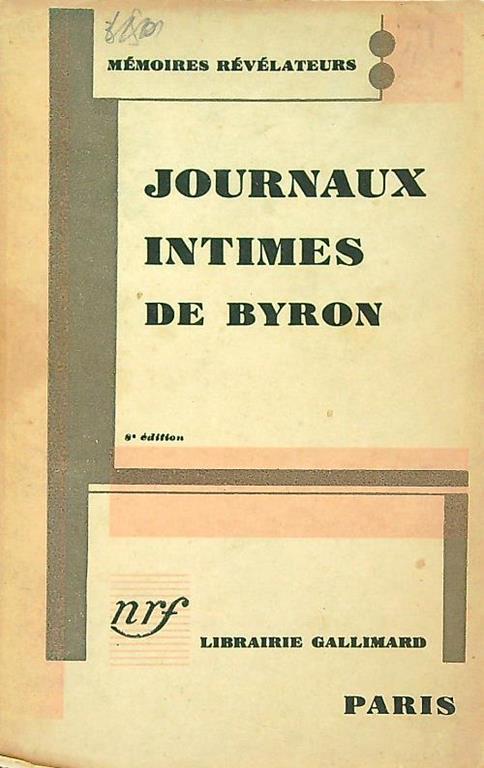 Journaux intimes de Byron - copertina
