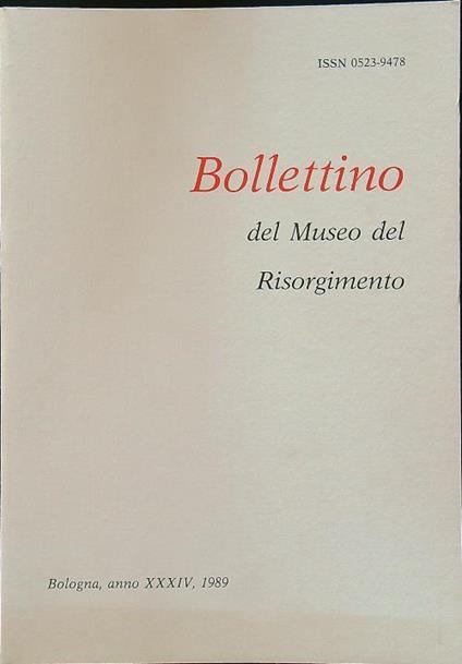 Bollettino del museo del Risorgimento anno XXXIV 1989 - copertina