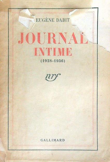 Journal intime 1928 - 1936 - Eugéne Dabit - copertina