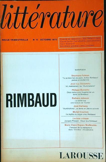 Litterature 11/octobre 1973 - copertina