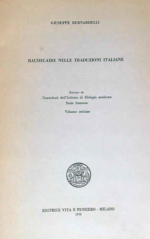 Baudelaire nelle traduzioni italiane. Estratto - Giuseppe Bernardelli - copertina