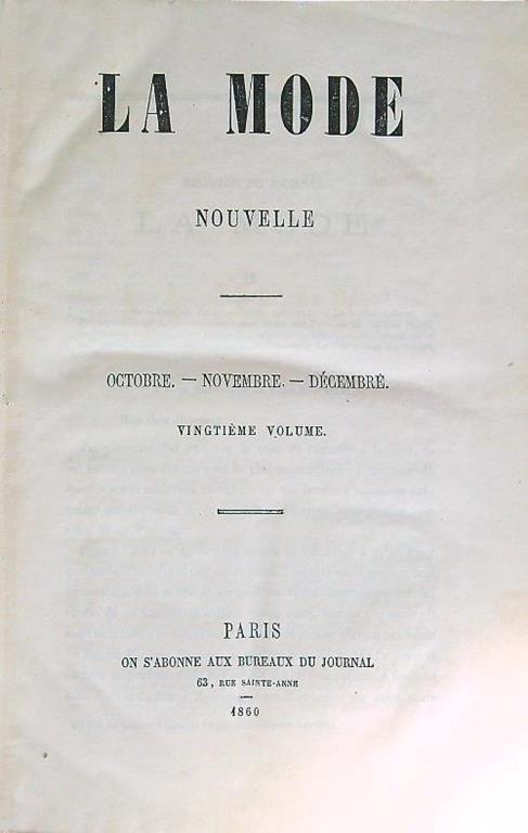 Mode Nouvelle. 1860, 4 Trimest - copertina