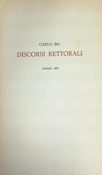 Discorsi rettorali - Carlo Bo - copertina
