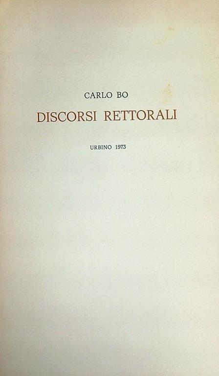 Discorsi rettorali - Carlo Bo - copertina