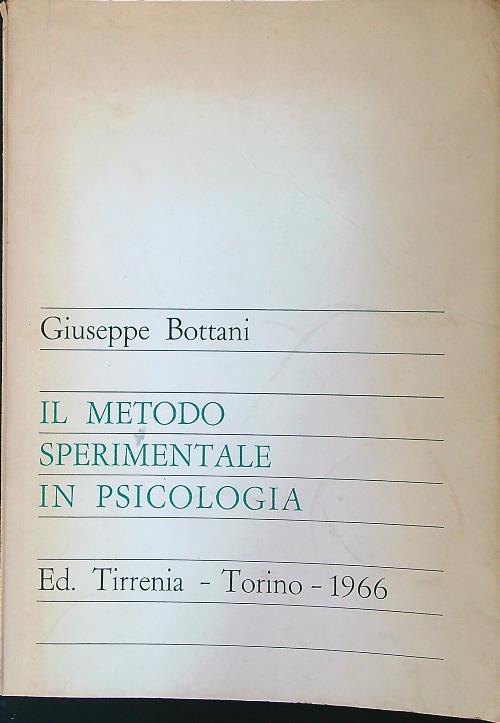 metodo sperimentale in psicologia - Giuseppe Bottani - copertina