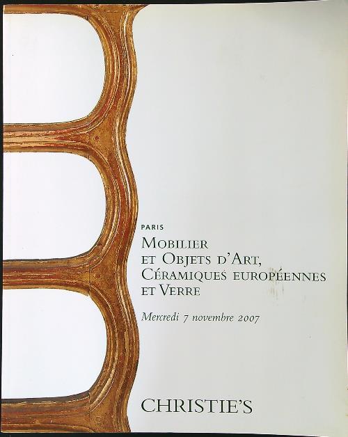 Mobilier et objets d'art, ceramiques europeennes et verres - Mercredi 7 novembre 2007 - copertina