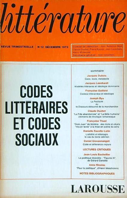 Litterature 12/decembre 1973 - copertina